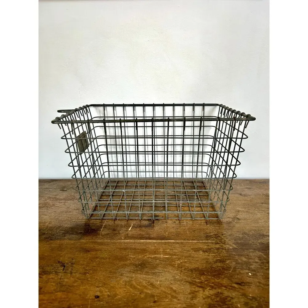Vintage Industrial Wire Basket | Retro Gym Locker | Milk Crate Storage | MCM Bin